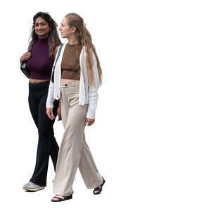 two cut out women walking