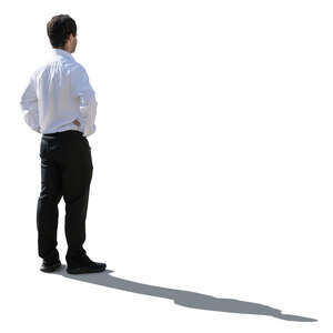 cut out backlit man standing and looking into distance