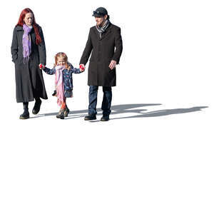 family with a small child walking in autumn