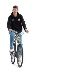 cut out teenage boy riding a bicycle