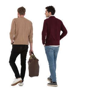 two cut out men walking