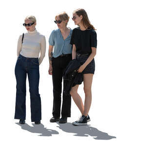 cut out backlit group of women standing and looking at smth