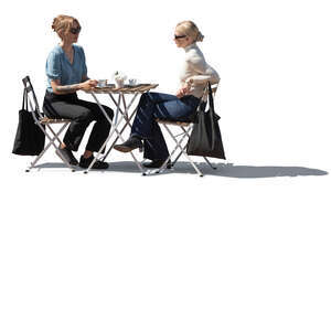 two women sitting in a coffee shop and talking