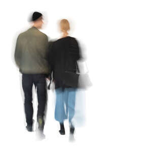 cut out motion blur image of two people walking