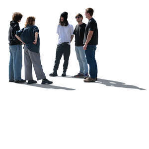 cut out backlit group of young people standing