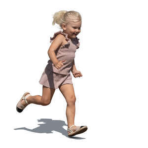 cut out little girl running happily