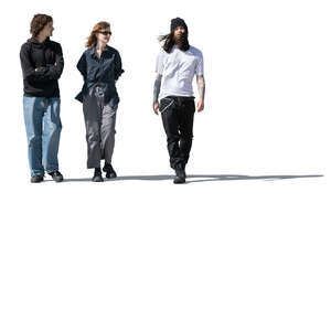 cut out group of trendy young people walking