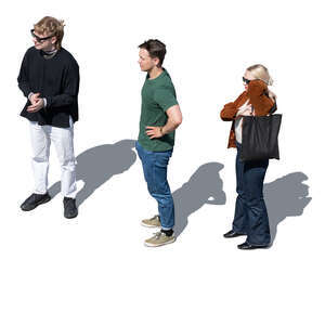 top view of three people standing