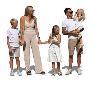 cut out family with children standing in summer