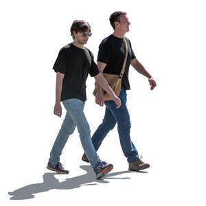 two cut out men walking