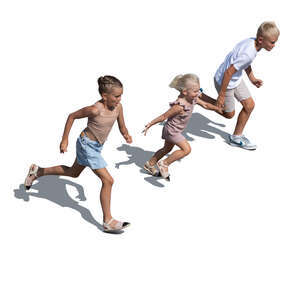 cut out top view of children running