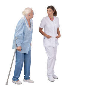 cut out elderly lady talking to a doctor