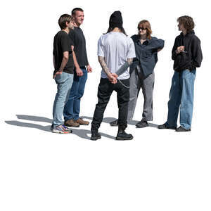 cut out group of five people standing