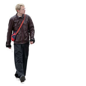 cut out young man walking