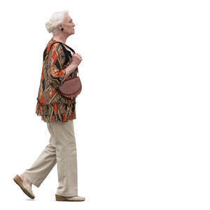 elderly woman walking