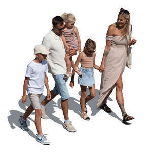 cut out top view of a family walking