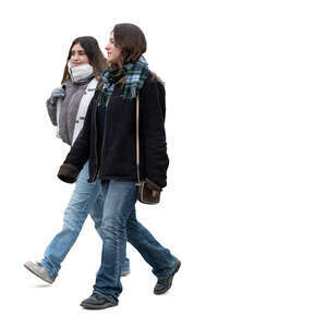 two women walking on a winter day