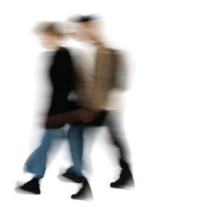 cut out motion blur image of two people walking