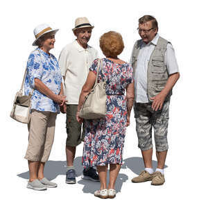 group of older people standing and talking