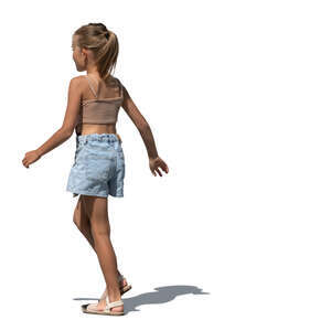 cut out little girl in summer walking