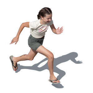 cut out top view of a girl running