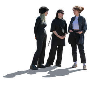 three cut out women in black standing