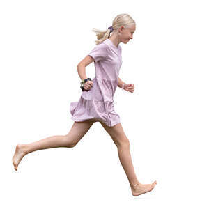 girl in a pink dress running