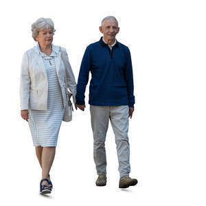 cut out elderly couple walking arm in arm