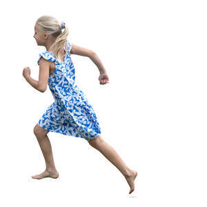 cut out little girl in a dress running barefoot