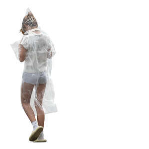 cut out girl with a raincoat walking in the summer rain