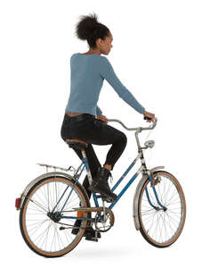 cut out black woman ridng a bicycle