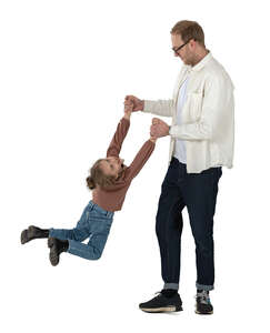 cut out father spinning his daughter