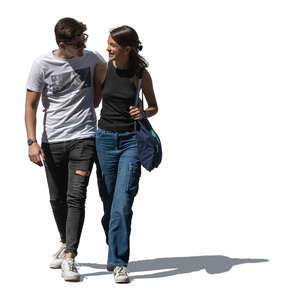 cut out young couple walking