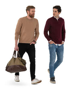 two cut out men walking