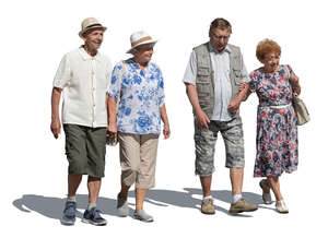 two cut out senior couples walking