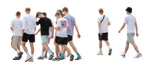 large group of young men walking 