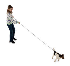 cut out top view of a girl with a dog