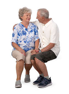 cut out elderly couple sitting together