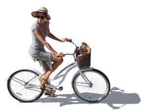 top view of a woman riding a bike