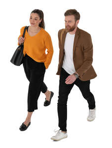 cut out top view of two people walking