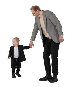 man walking with his little son 