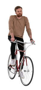 man with beard riding a bike