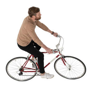 top view of a man riding a bike