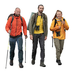 cut out group of hikers walking