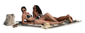 two cut out women sunbathing