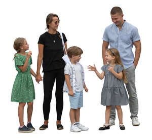 large family with adult and kids standing