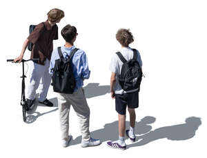 top view of three boys standing