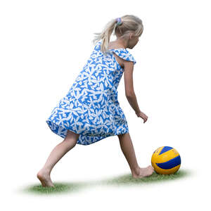 cut out little girl in a dress playing with a ball