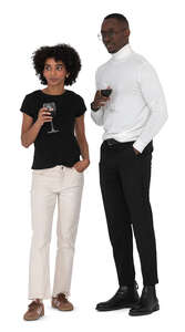 two people standing and drinking wine