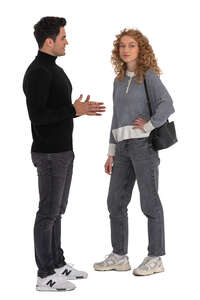 cut out man and woman talking